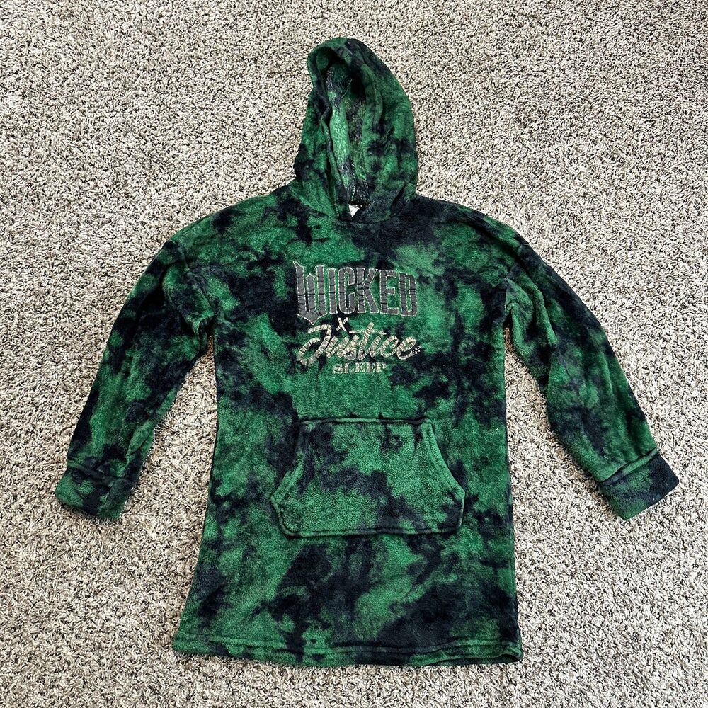 Wicked x Justice sleep Girls Sz S/M Green Black Gold Oversized Hoodie
